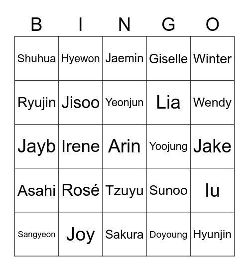 Kategori 1 - Sunoo Bingo Card