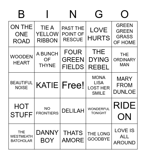 EASY LISTENING Bingo Card