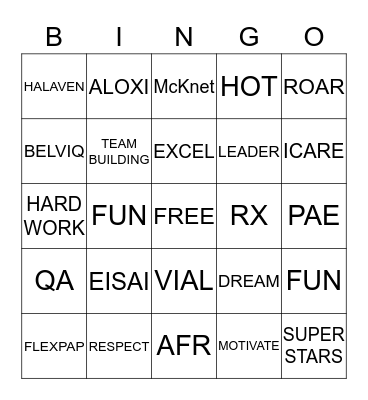 EISAI Bingo Card