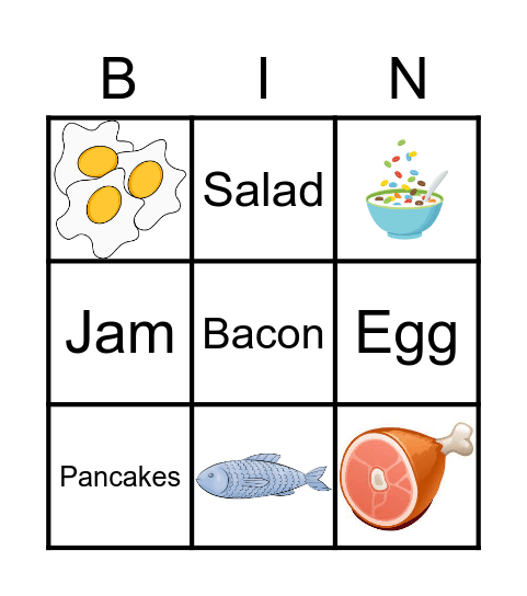 Breakfast Bingo Card