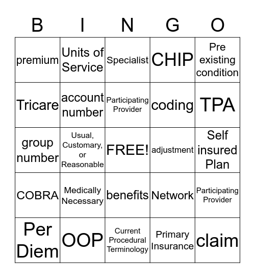 Call Driver Bingo Card