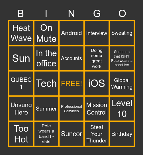 Airbox Tools Down Bingo Card