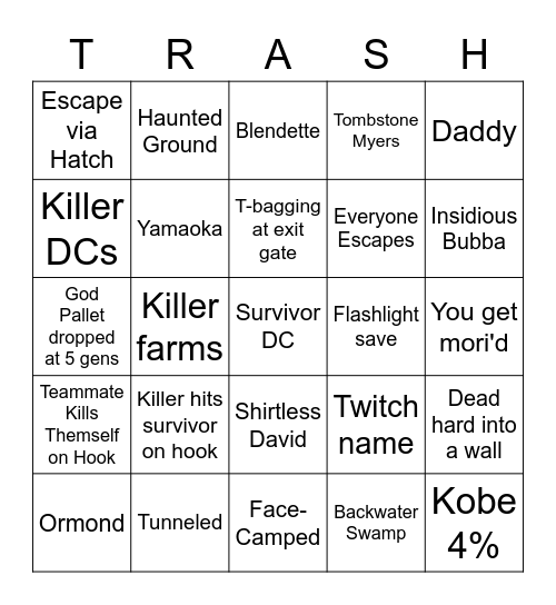 Ultimate DBD Bingo Card