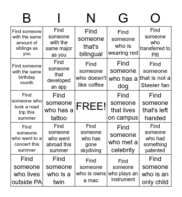 Ice Breaker Bingo  Bingo Card