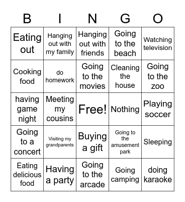 What are yo doing? Bingo Card