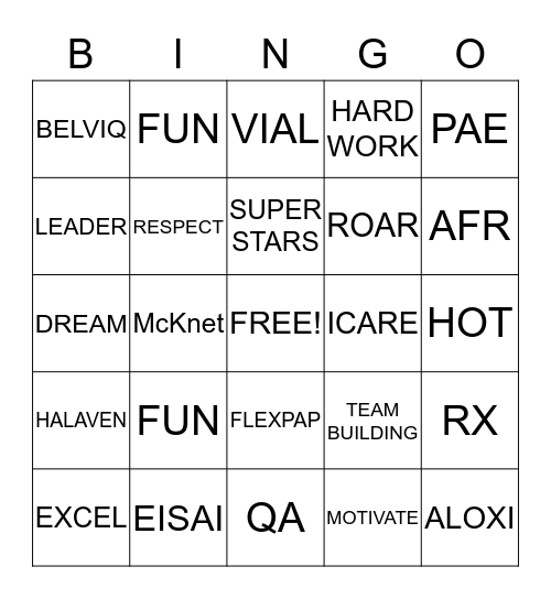 EISAI Bingo Card