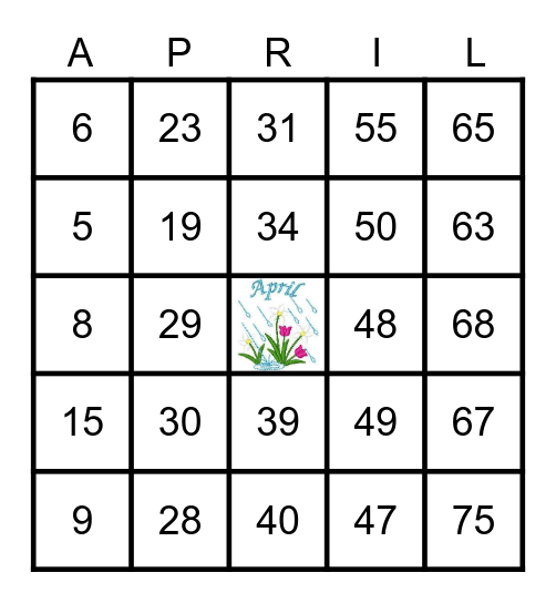 April Showers Bingo Card