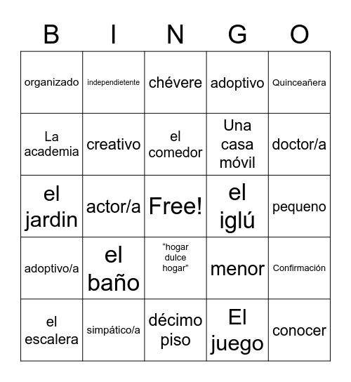 la casa Bingo Card