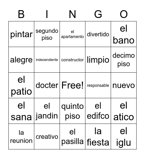 La Casa Bingo Card