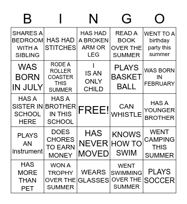 BACK TO SCHOOL Bingo #2 Bingo Card