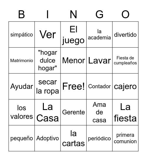 La casa Bingo Card