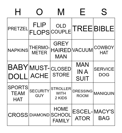 MALL BINGO Card