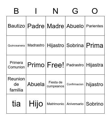 La  Familia Bingo Card