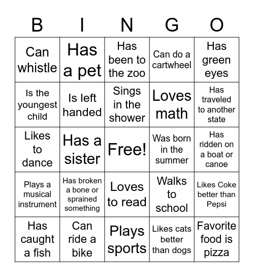 Relationship Skills Bingo Card