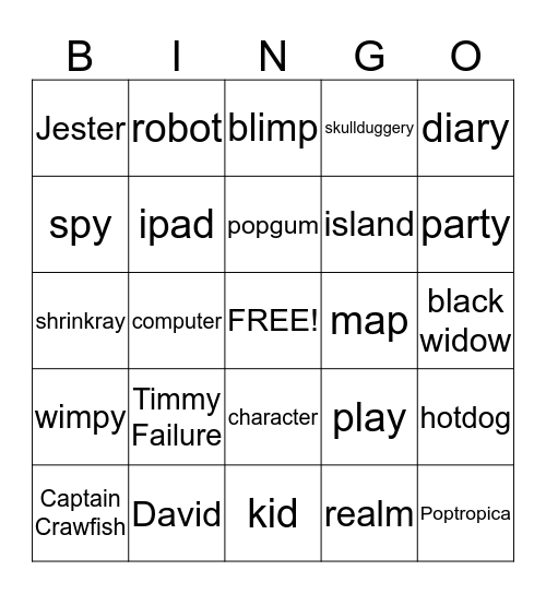 Poptropica Bingo Card