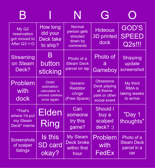 /r/steamdeck/new bingo Card