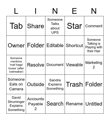 Google Docs Bingo Card