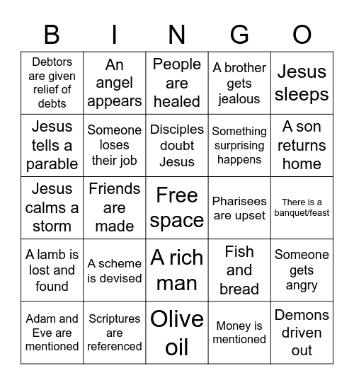 Luke 16:1-9 Bingo Card