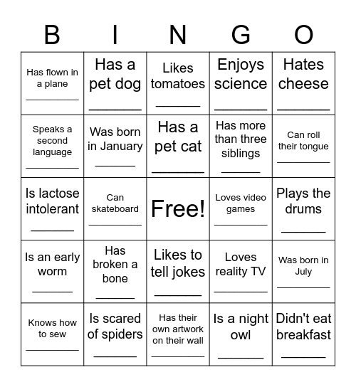 Untitled Bingo Card