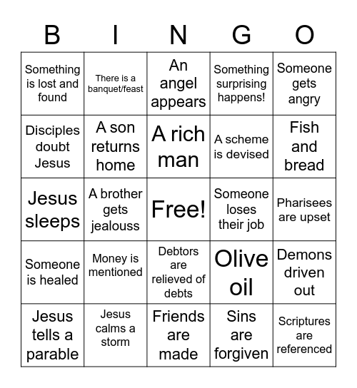 Luke 16:1-9 Bingo Card