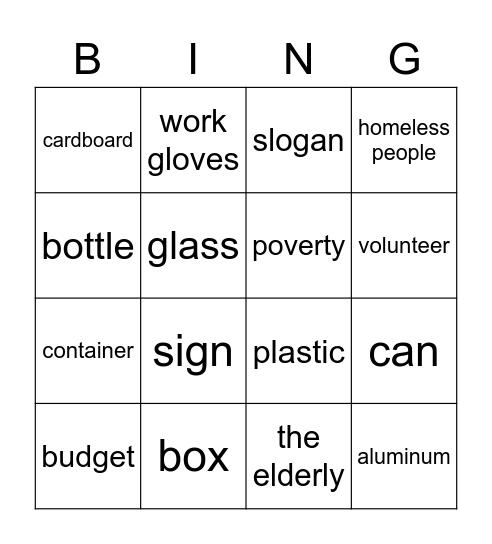 La comunidad y el voluntariado Bingo Card