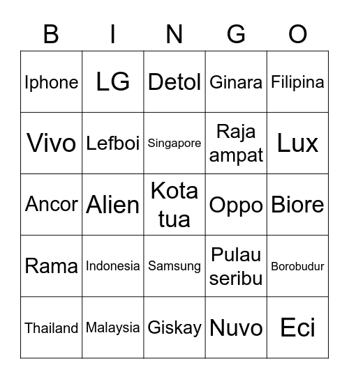 Alien Bingo Card