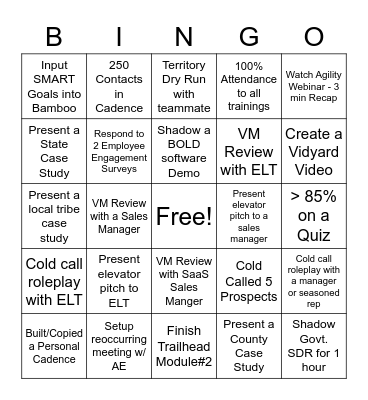 Govt. SDR BINGO Card