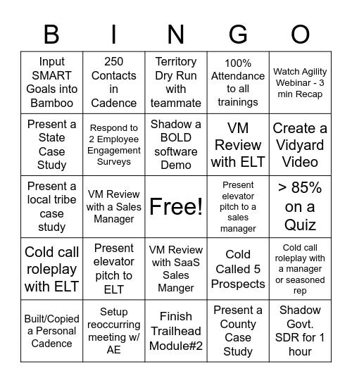 Govt. SDR BINGO Card