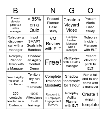 SaaS AE Bootcamp BINGO Card