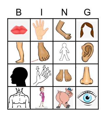 body picture Bingo Card