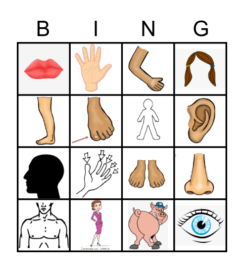 body picture Bingo Card