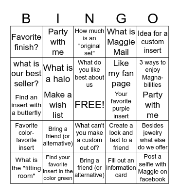 Magnabilities "Sharing the Attraction" Bingo Card