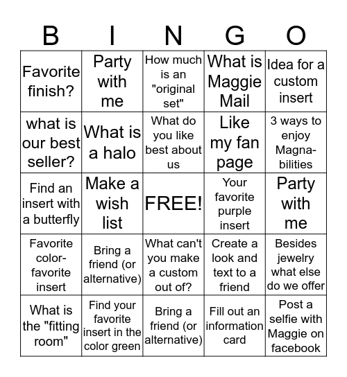 Magnabilities "Sharing the Attraction" Bingo Card