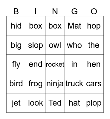 NINJA BINGO Card
