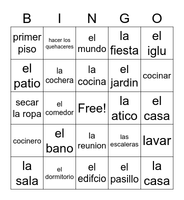 La Casa Bingo Card