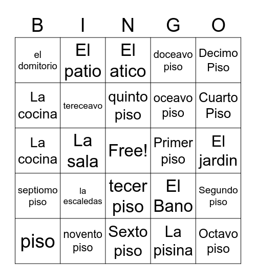 La Casa Bingo Card
