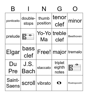 Cello Bingo Card