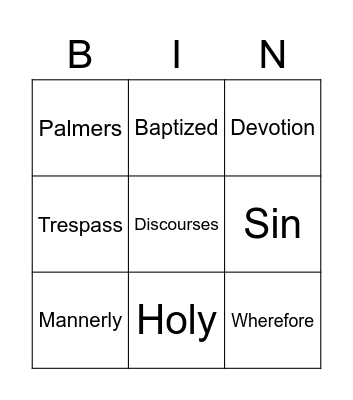 Romeo and Juliet Vocab. Part Three Bingo Card