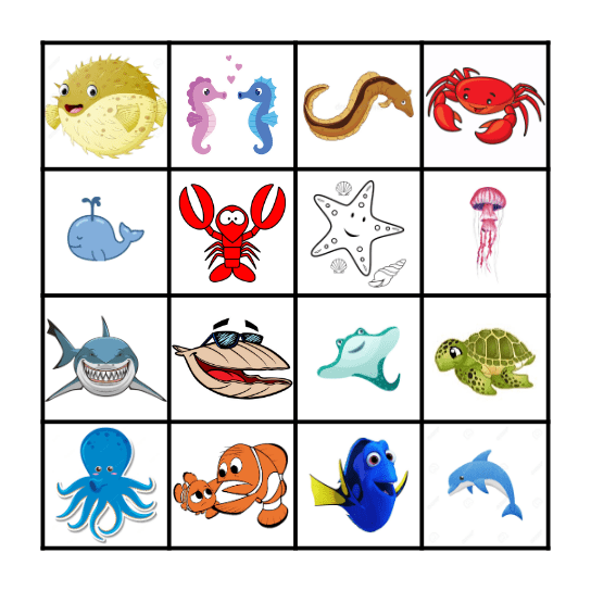 Aquarium Bingo Card