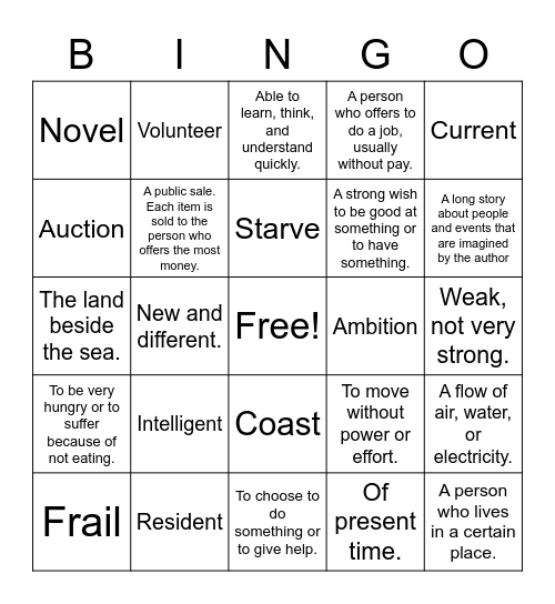 Wordly Wise Lesson 3 Bingo Card
