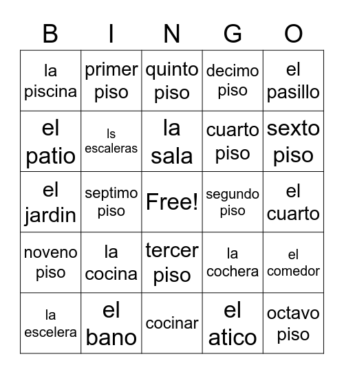 La casa Bingo Card