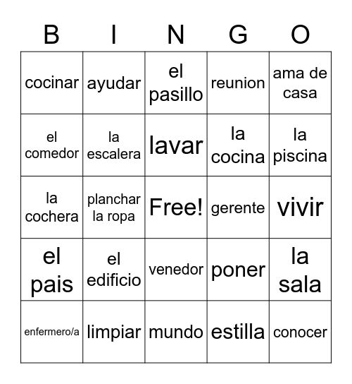 La Casa Bingo Card