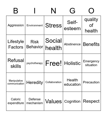 Health Bingo Card