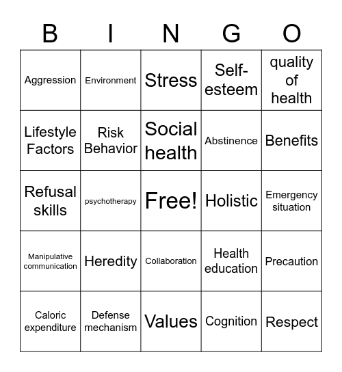 Health Bingo Card