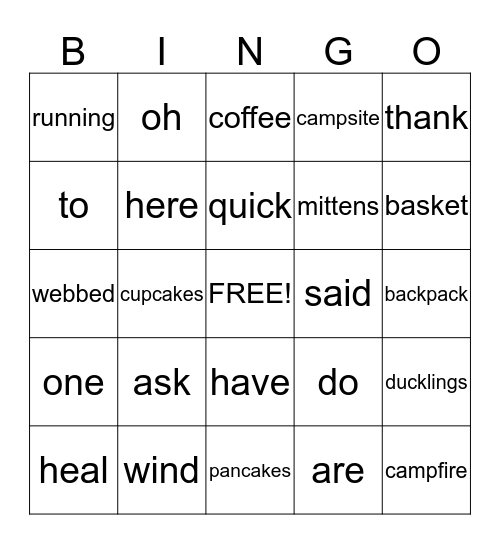 Reading Bingo Card