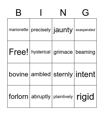 Tuck Everlasting Vocabulary Bingo Card