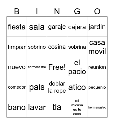 la casa Bingo Card