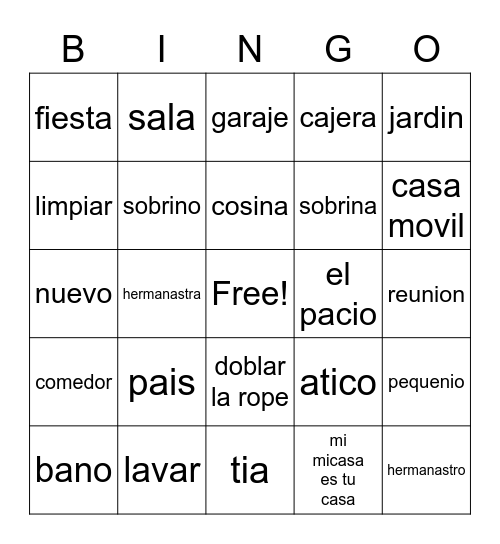 la casa Bingo Card