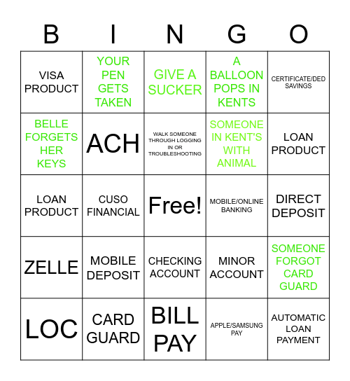 CROSS SELL Bingo Card