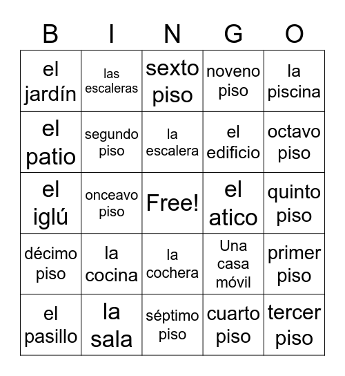 LA CASA Bingo Card